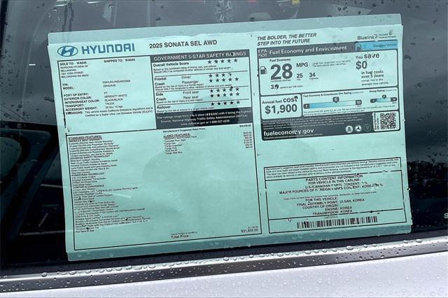 new 2025 Hyundai Sonata car, priced at $30,585