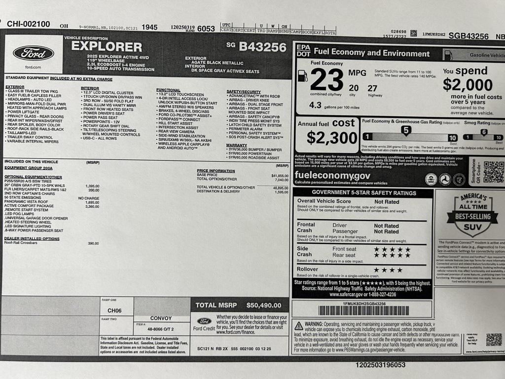 new 2025 Ford Explorer car, priced at $46,750