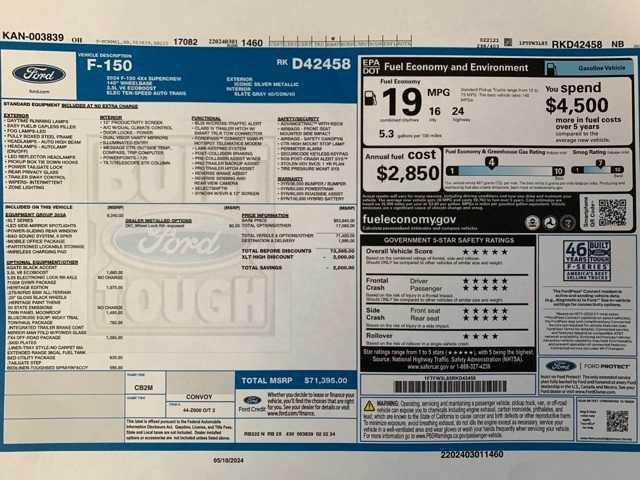 new 2024 Ford F-150 car, priced at $71,395