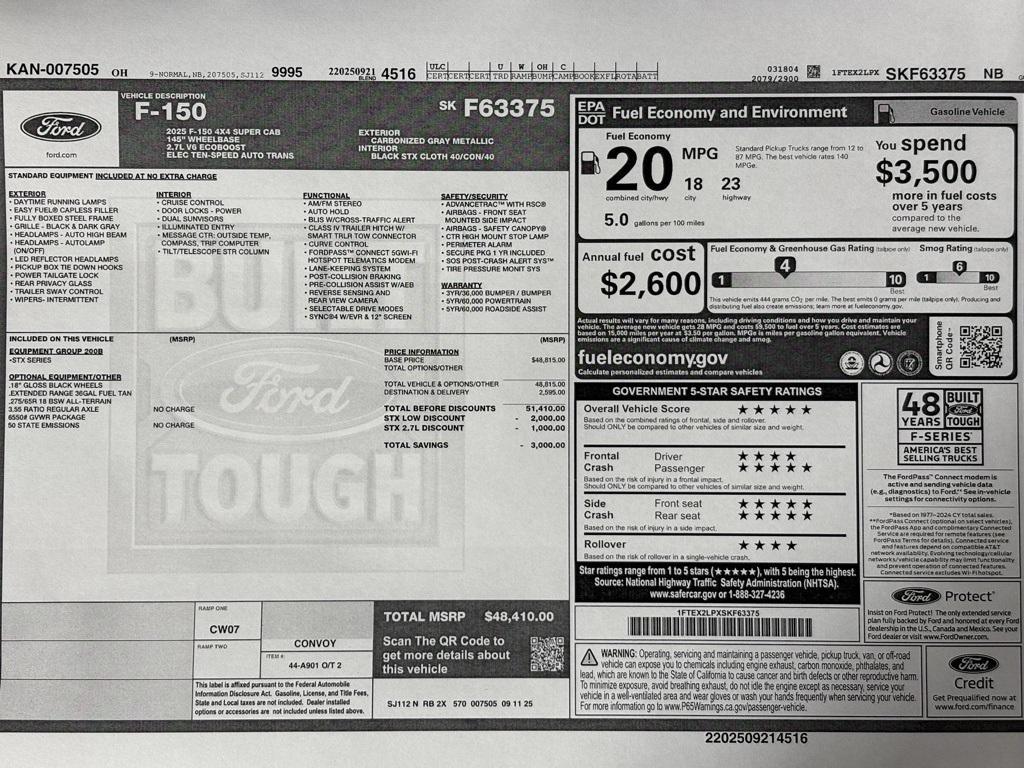 new 2025 Ford F-150 car, priced at $48,410