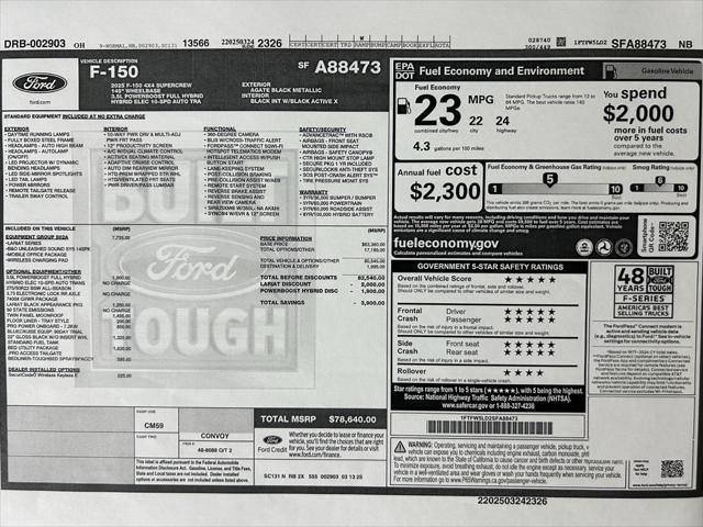new 2025 Ford F-150 car, priced at $78,640