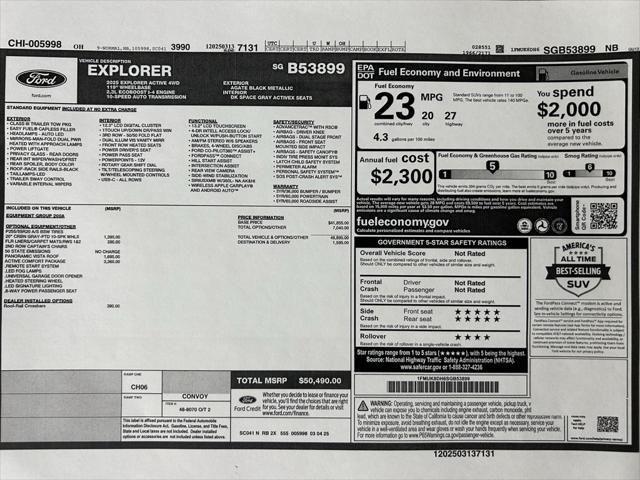 new 2025 Ford Explorer car, priced at $50,490