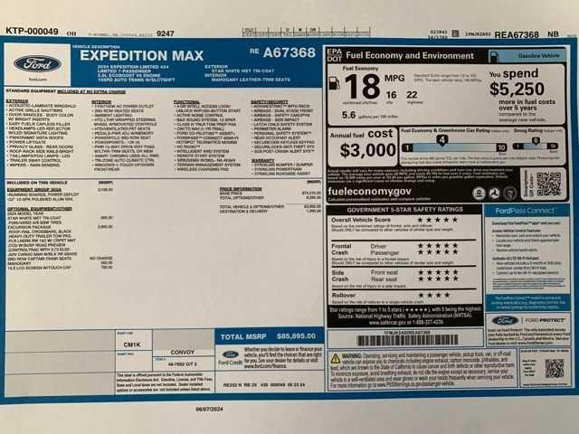 new 2024 Ford Expedition car, priced at $85,895