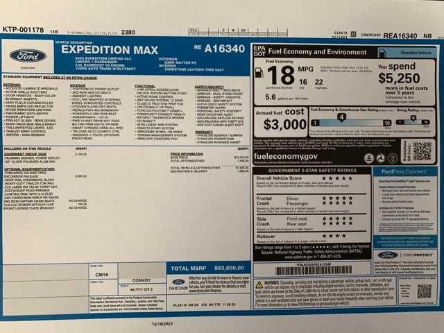 new 2024 Ford Expedition car, priced at $83,800