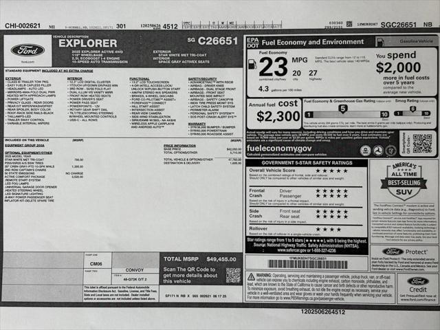 new 2025 Ford Explorer car, priced at $49,455
