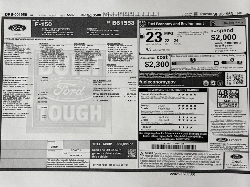 new 2025 Ford F-150 car, priced at $85,830