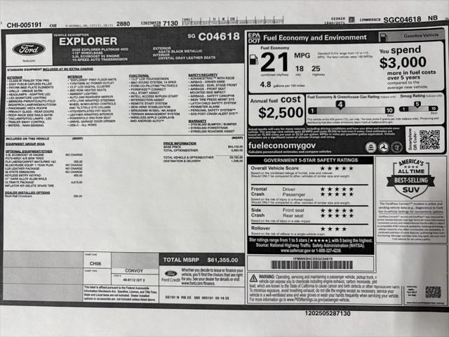 new 2025 Ford Explorer car, priced at $61,355