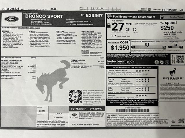 new 2025 Ford Bronco Sport car, priced at $37,803