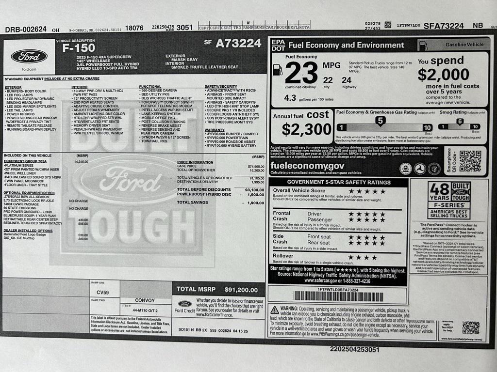 new 2025 Ford F-150 car, priced at $91,200