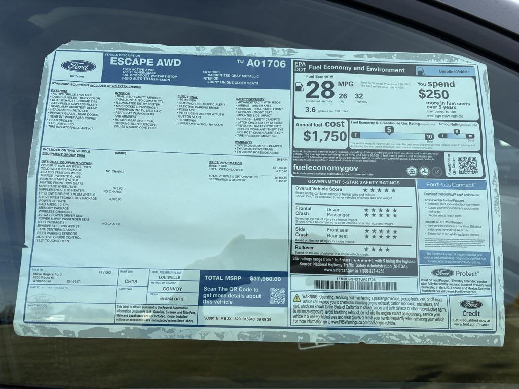 new 2026 Ford Escape car, priced at $37,960