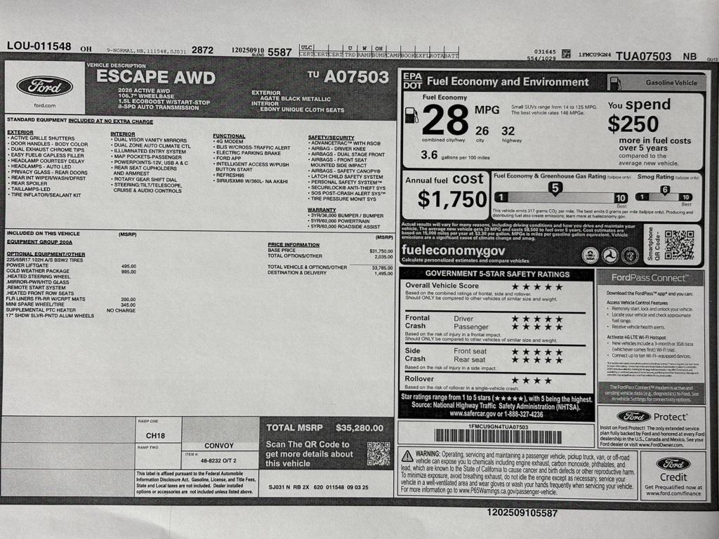 new 2026 Ford Escape car, priced at $35,280