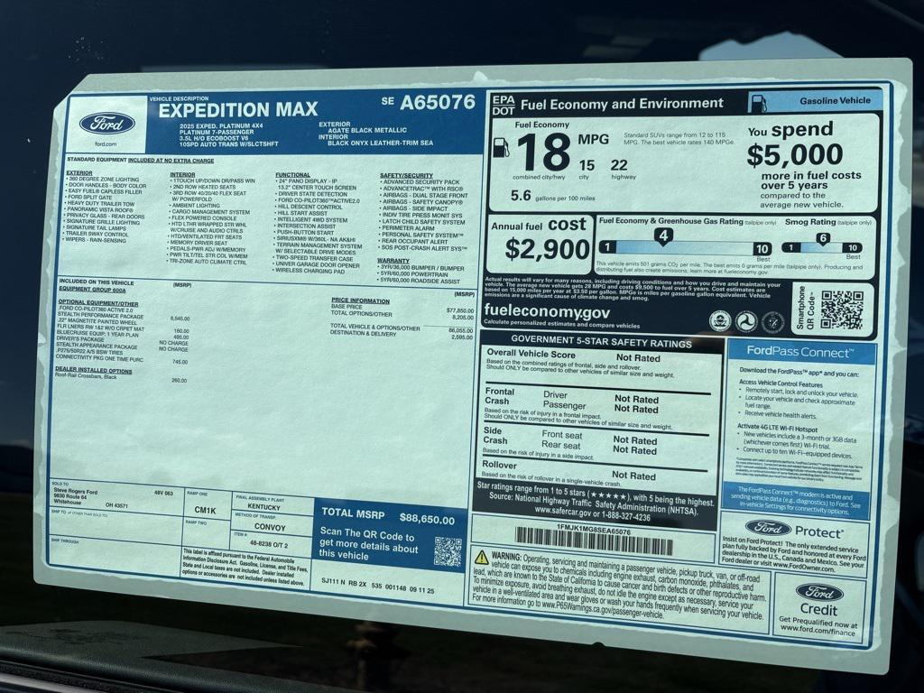 new 2025 Ford Expedition Max car, priced at $88,650