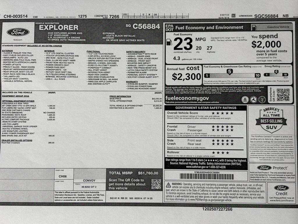 new 2025 Ford Explorer car, priced at $51,760