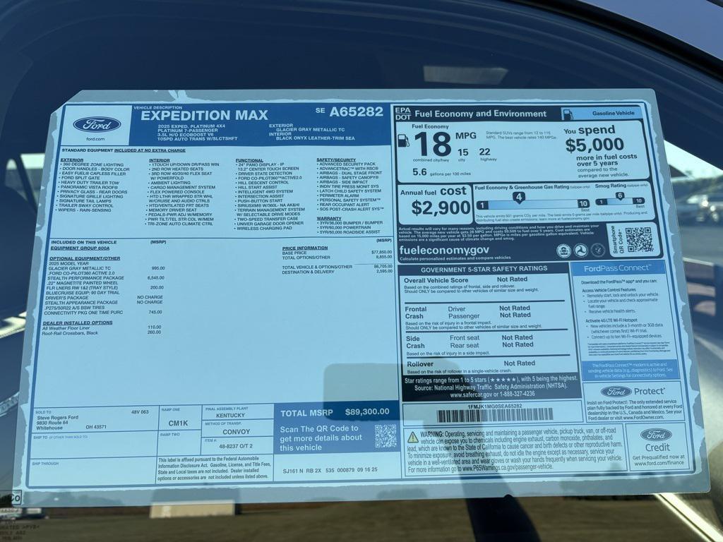 new 2025 Ford Expedition Max car, priced at $89,300