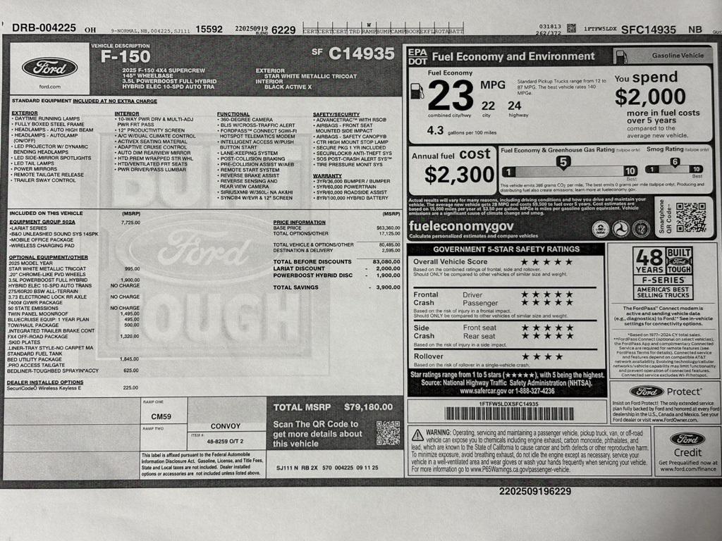new 2025 Ford F-150 car, priced at $79,180