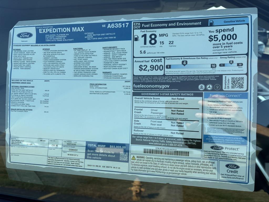 new 2025 Ford Expedition Max car, priced at $93,905