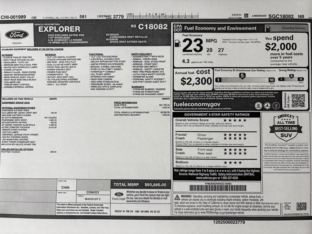 new 2025 Ford Explorer car, priced at $50,885