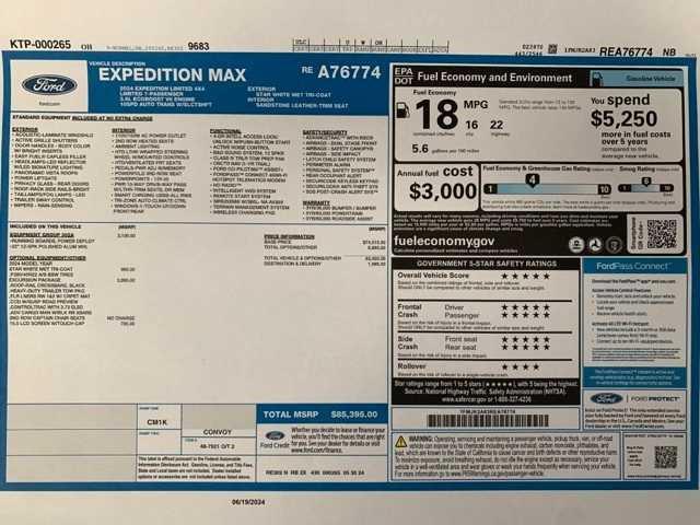 new 2024 Ford Expedition car, priced at $85,395