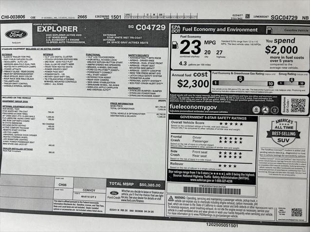 new 2025 Ford Explorer car, priced at $50,385