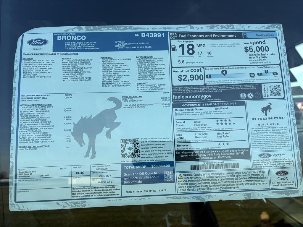 new 2025 Ford Bronco car, priced at $68,660