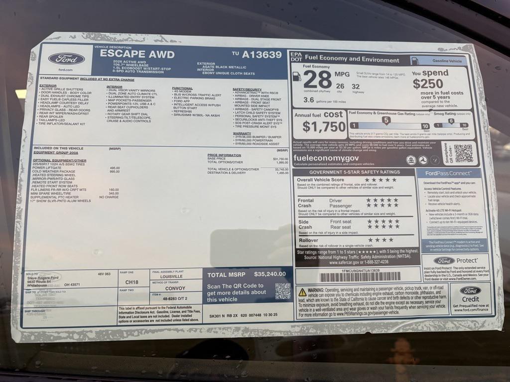 new 2026 Ford Escape car, priced at $35,240