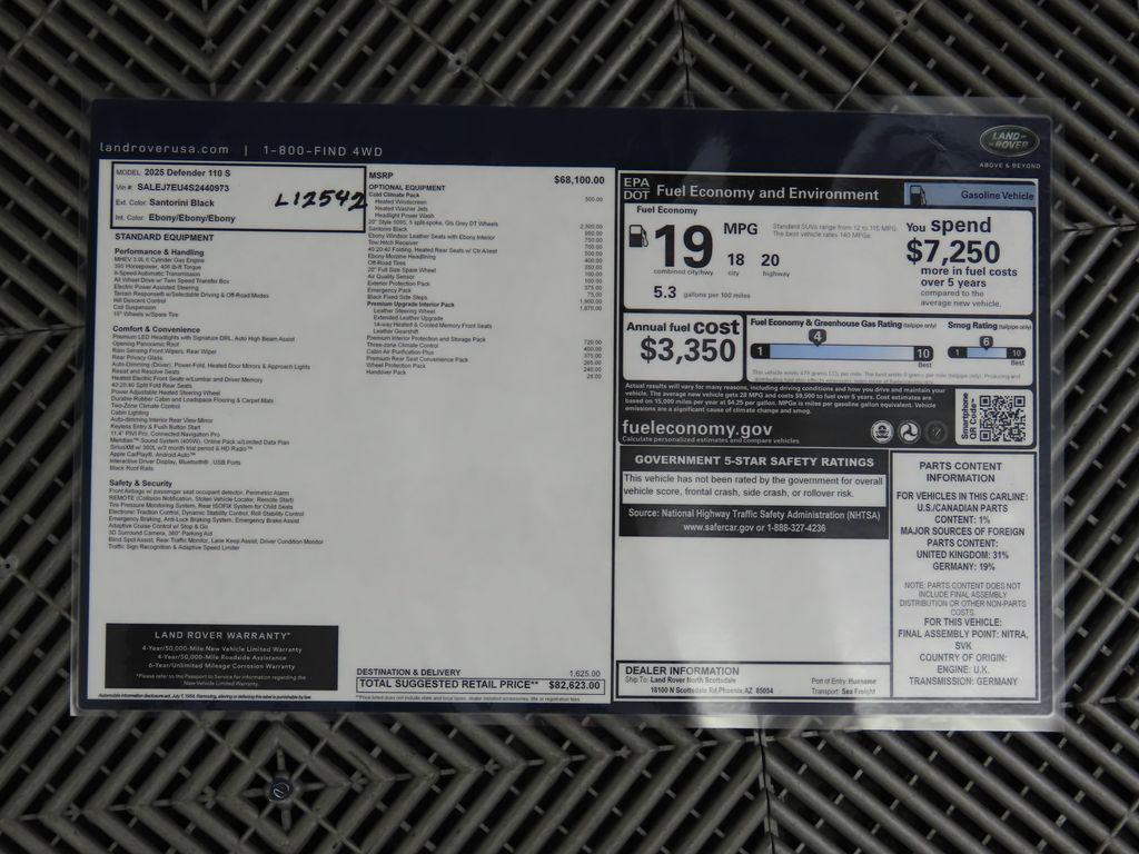 new 2025 Land Rover Defender car, priced at $82,623