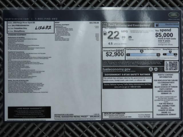 new 2025 Land Rover Range Rover Sport car, priced at $88,660