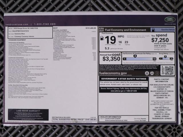 new 2025 Land Rover Range Rover car, priced at $147,360
