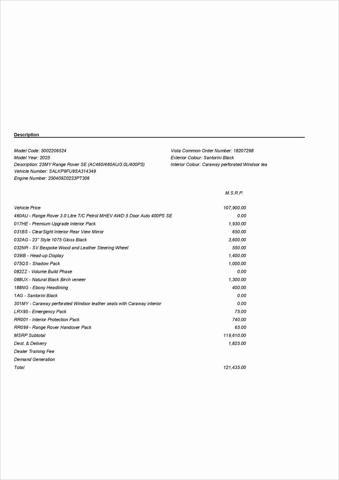 new 2025 Land Rover Range Rover car, priced at $121,435