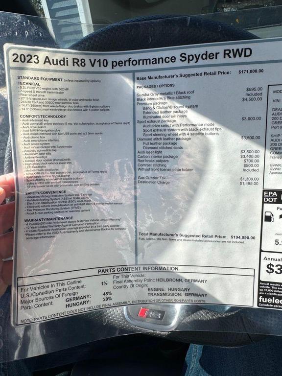 used 2023 Audi R8 car, priced at $174,991