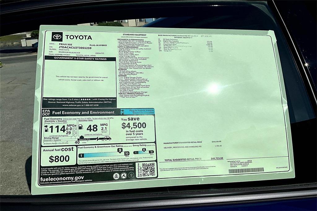 new 2026 Toyota Prius Plug-In Hybrid car, priced at $40,723