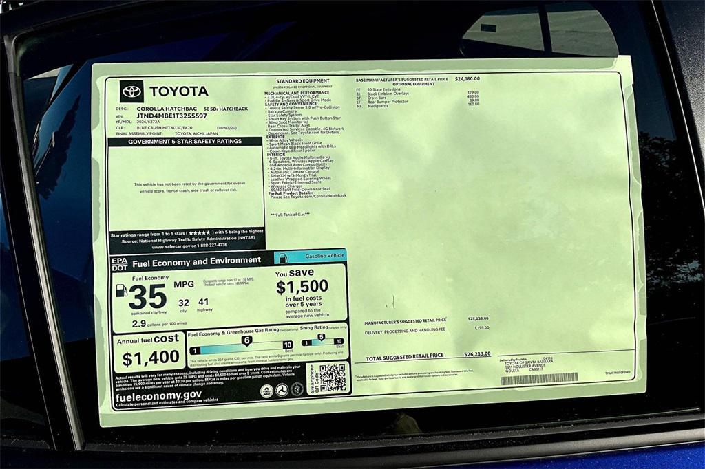 new 2026 Toyota Corolla car, priced at $26,233