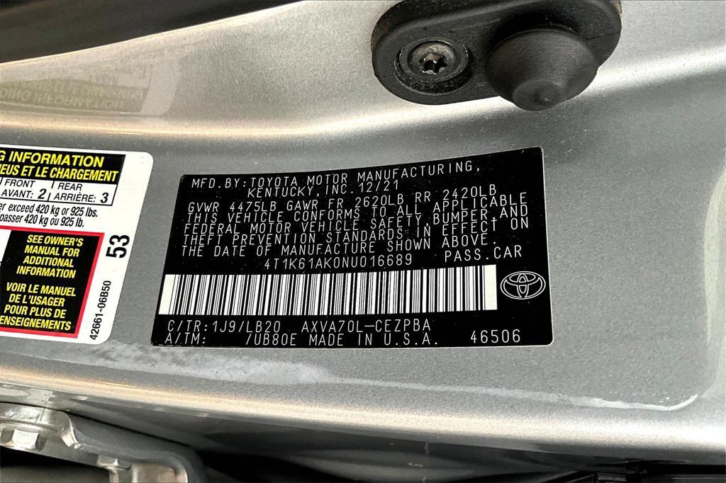 used 2022 Toyota Camry car, priced at $25,998