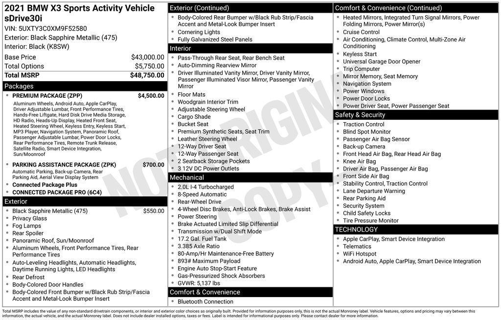 used 2021 BMW X3 car, priced at $20,969
