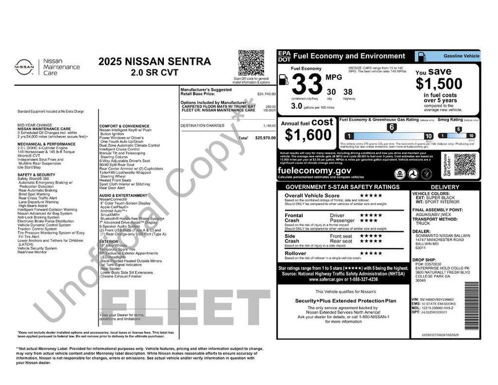 used 2025 Nissan Sentra car, priced at $22,968