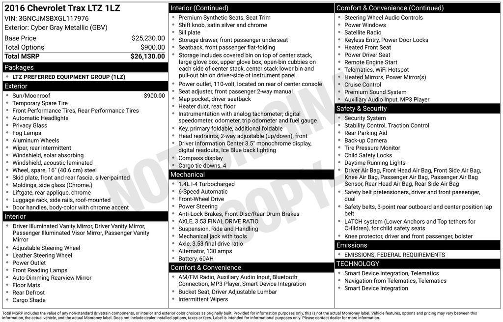 used 2016 Chevrolet Trax car, priced at $8,995