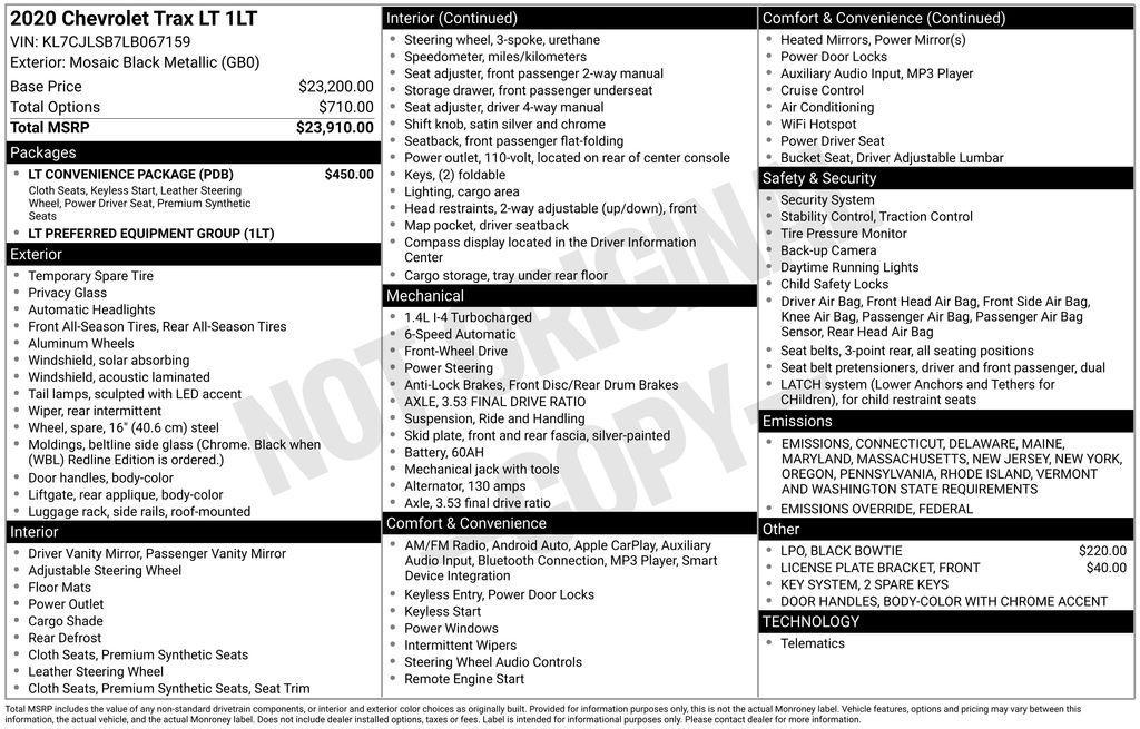 used 2020 Chevrolet Trax car, priced at $12,951