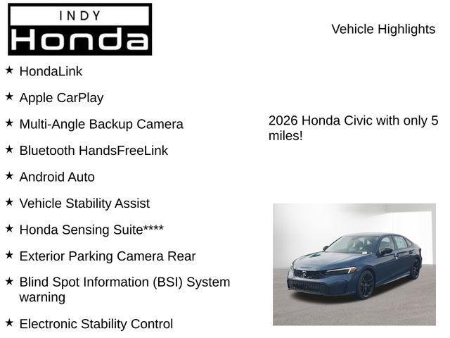 new 2026 Honda Civic car, priced at $27,324