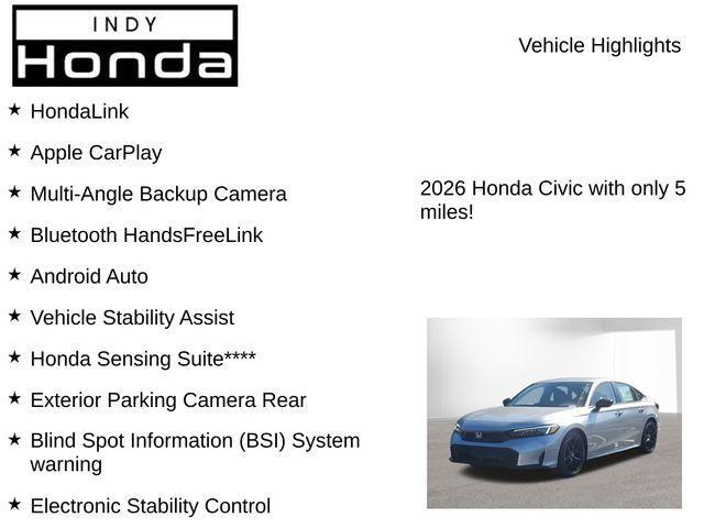 new 2026 Honda Civic car, priced at $27,790
