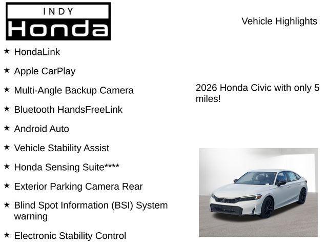 new 2026 Honda Civic car, priced at $27,324