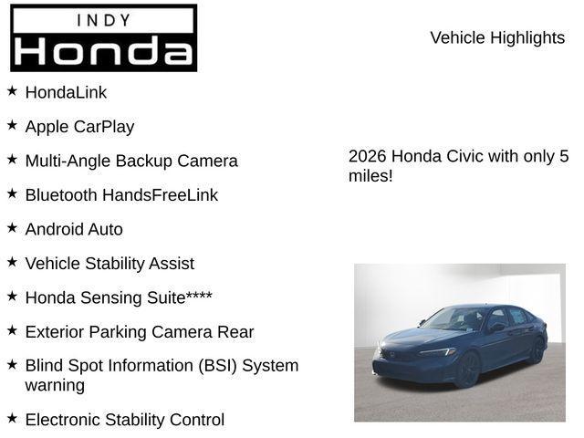 new 2026 Honda Civic car, priced at $27,224