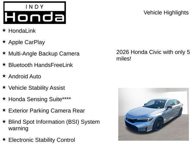 new 2026 Honda Civic car, priced at $26,890