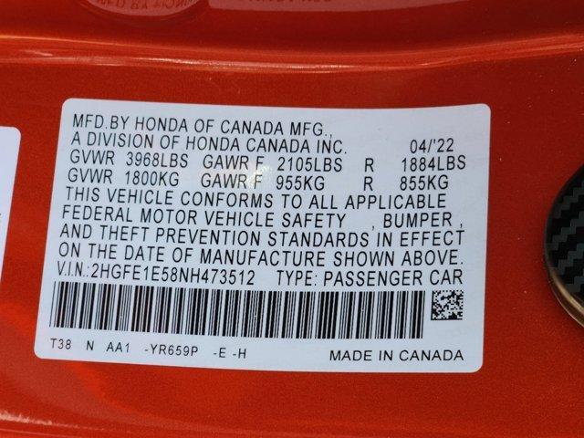 used 2022 Honda Civic Si car, priced at $28,988