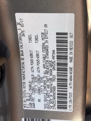 used 2017 Toyota Tacoma car, priced at $29,500