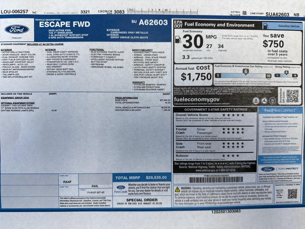 used 2025 Ford Escape car, priced at $23,987