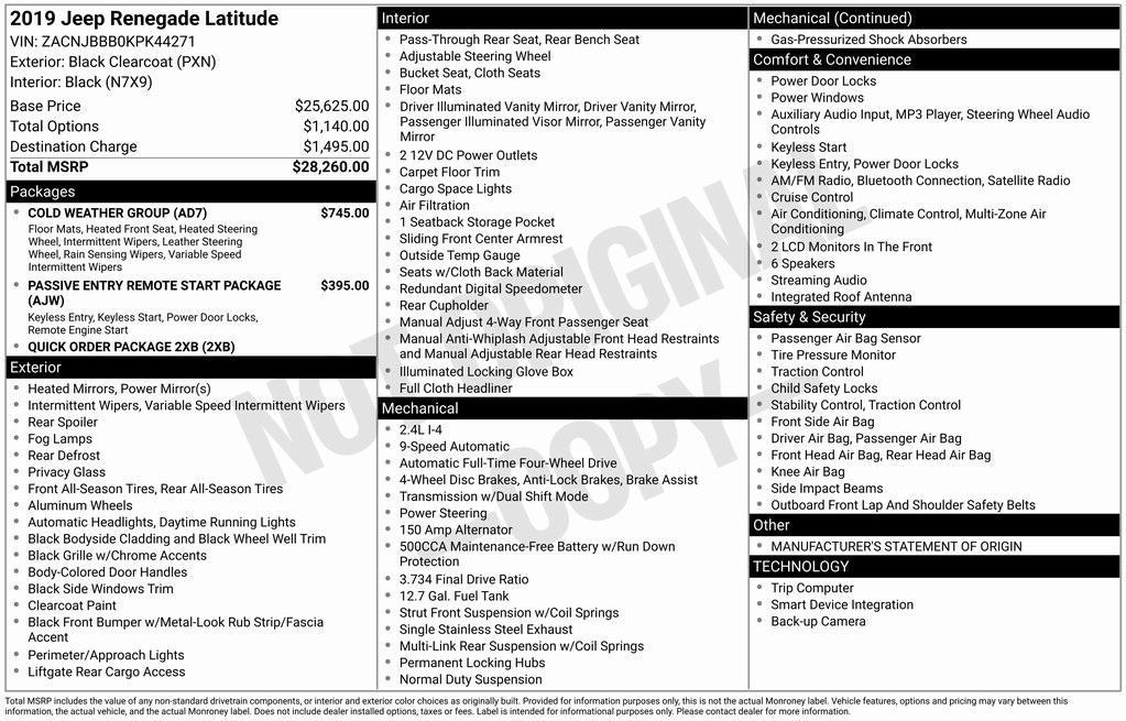 used 2019 Jeep Renegade car, priced at $14,999