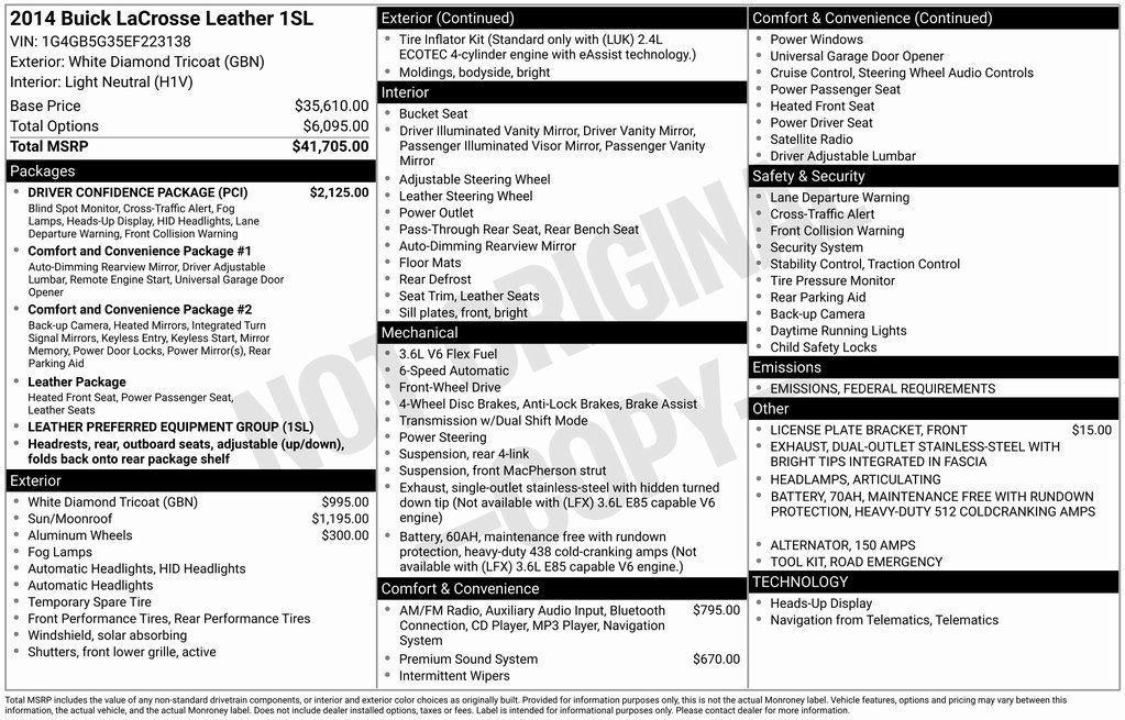 used 2014 Buick LaCrosse car, priced at $14,999