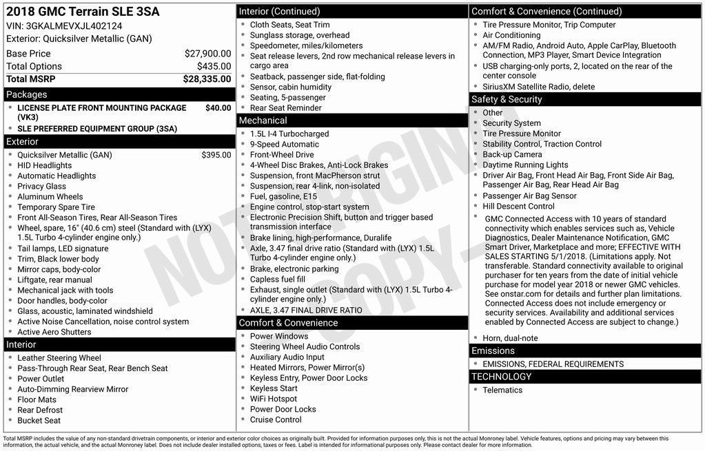 used 2018 GMC Terrain car, priced at $17,843