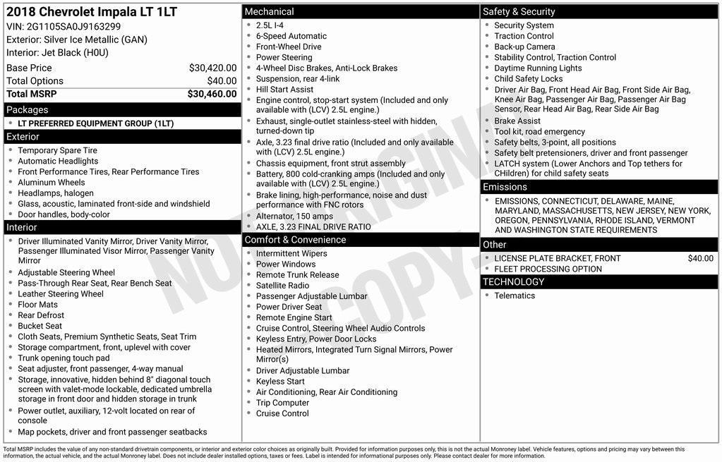used 2018 Chevrolet Impala car, priced at $18,499