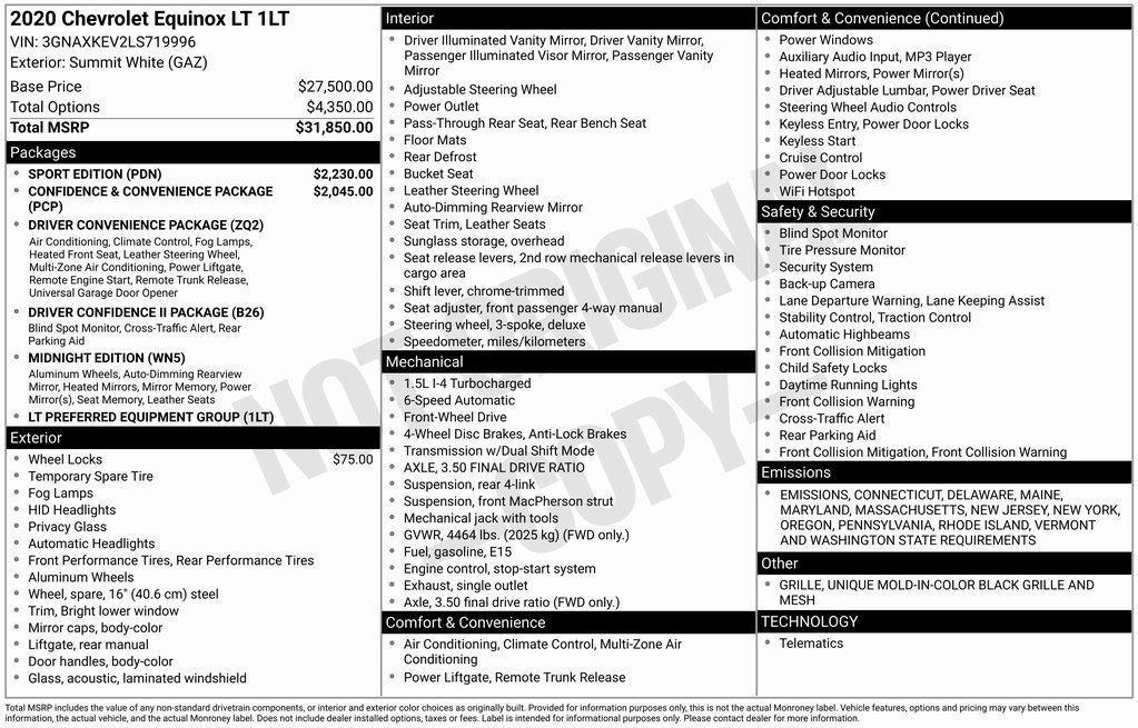 used 2020 Chevrolet Equinox car, priced at $14,999